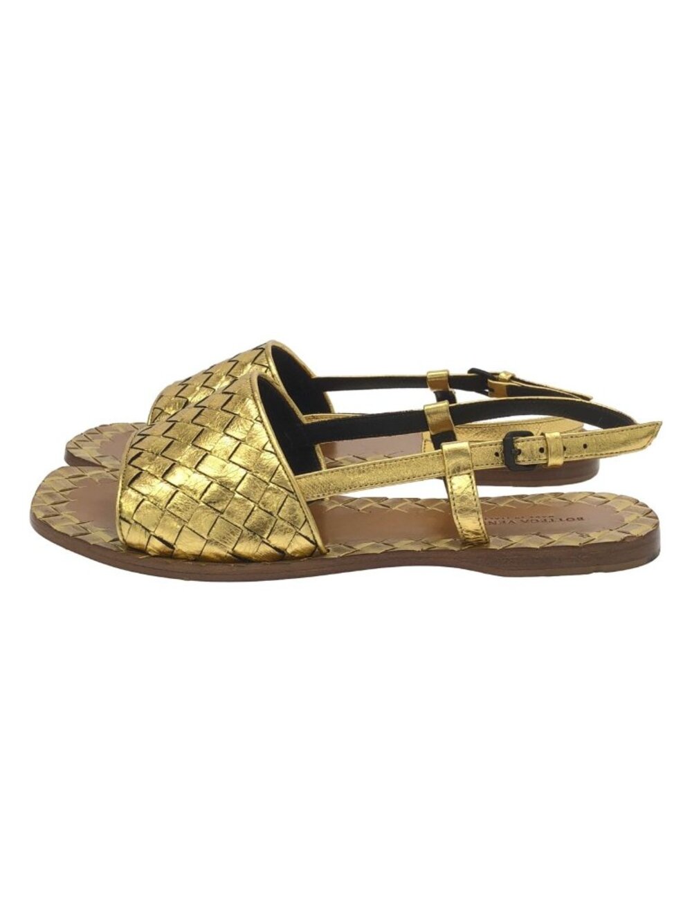 Bottega Veneta Intrecha Tostrap Sandals Gold - Picture 2 of 7